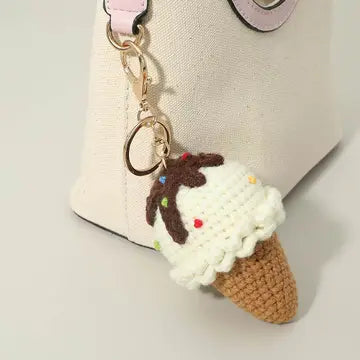 Crochet Ice Cream Keychain Bag Charm
