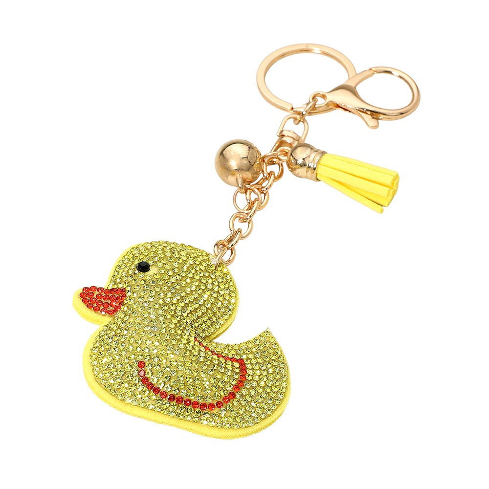 Bling Studded Rubber Duck Keychain Bag Charm