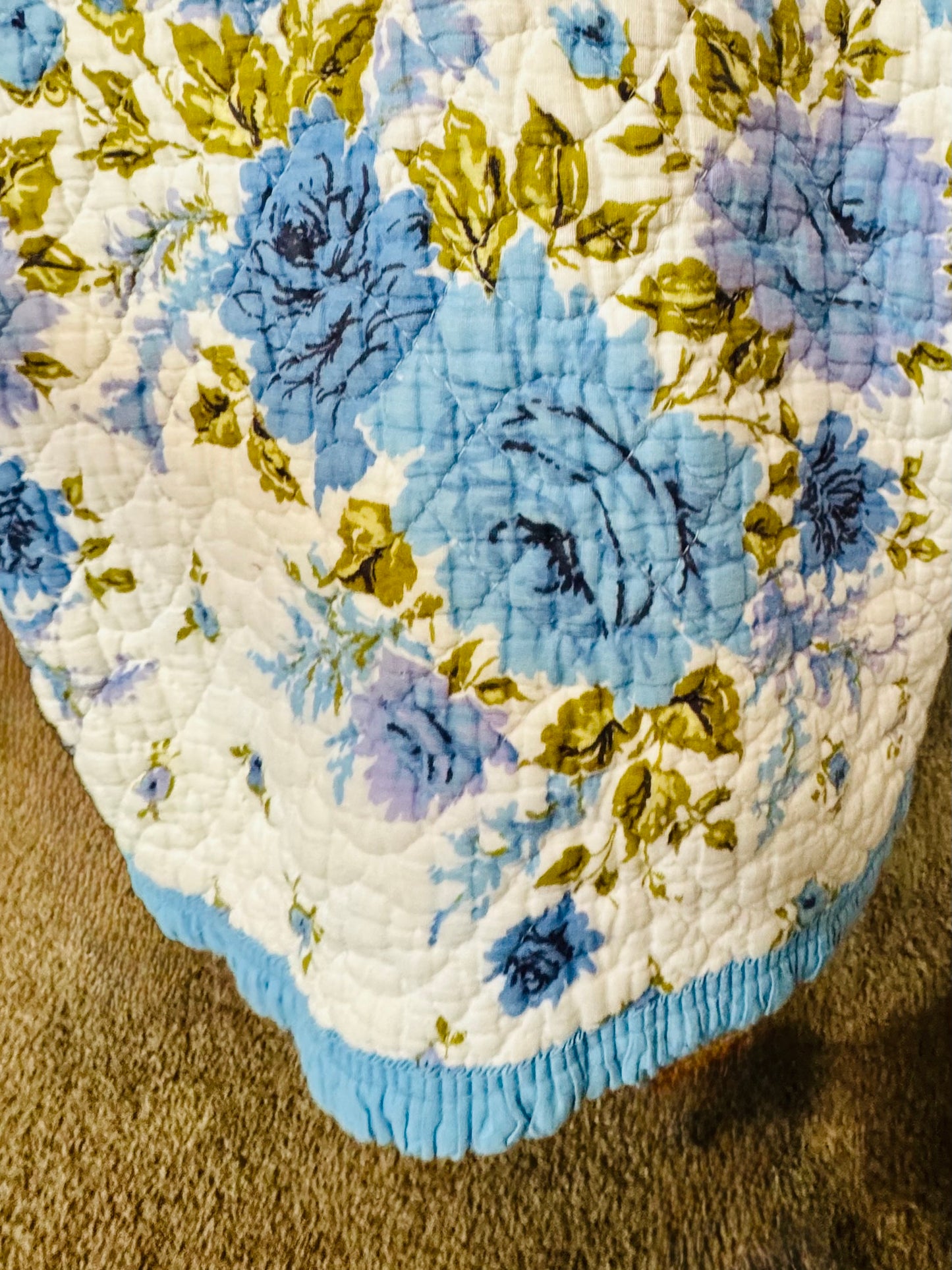 Blue Floral Quilted Hoodie