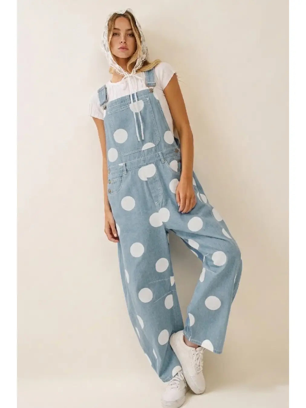 Polka Dot Denim Overalls
