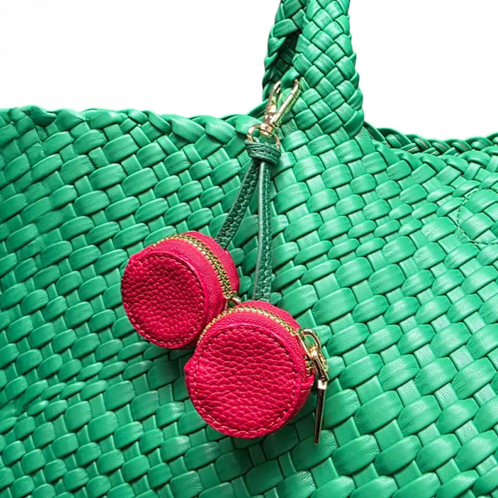 Faux Leather Cherry Keychain / Bag Charm / Coin Purse