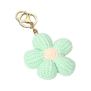Mint Crochet Flower Bag Charm