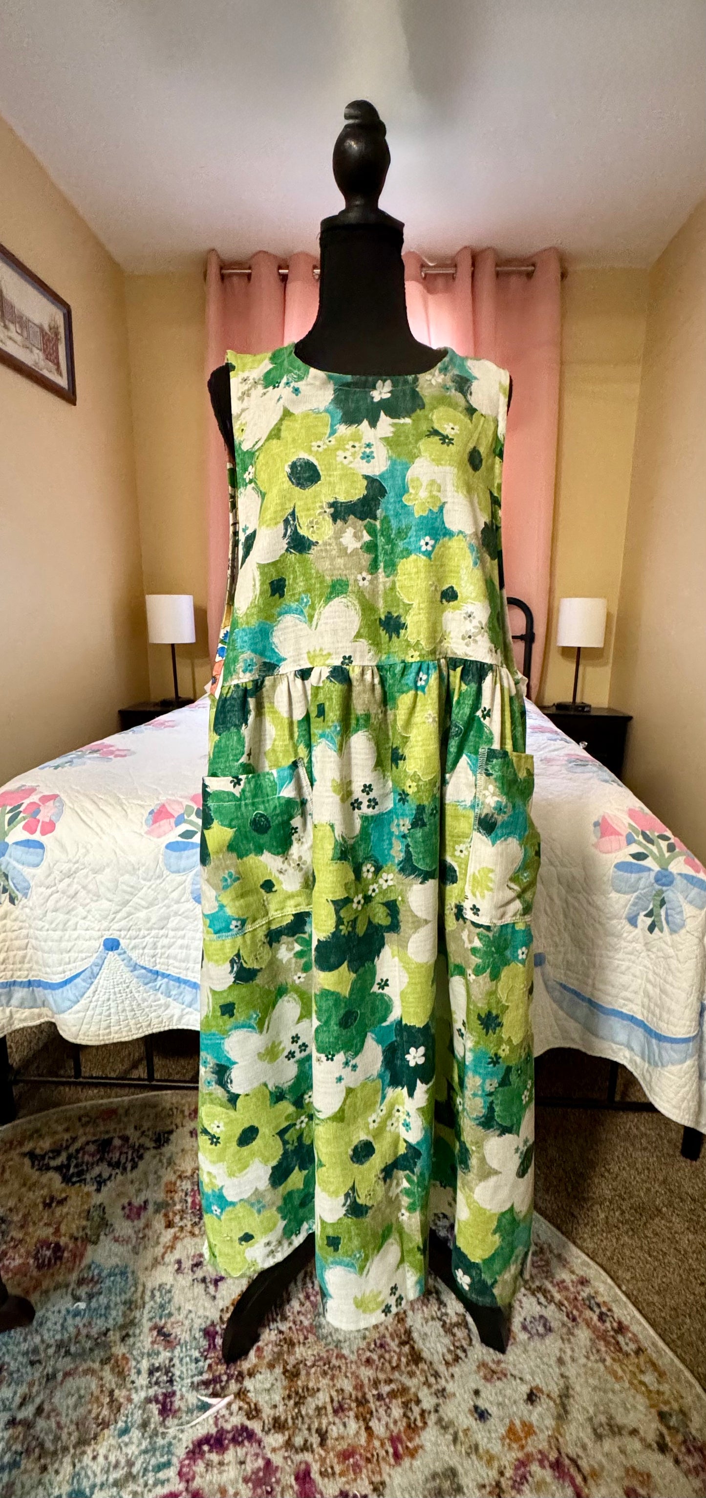 Vintage Floral Wrap Apron Dress
