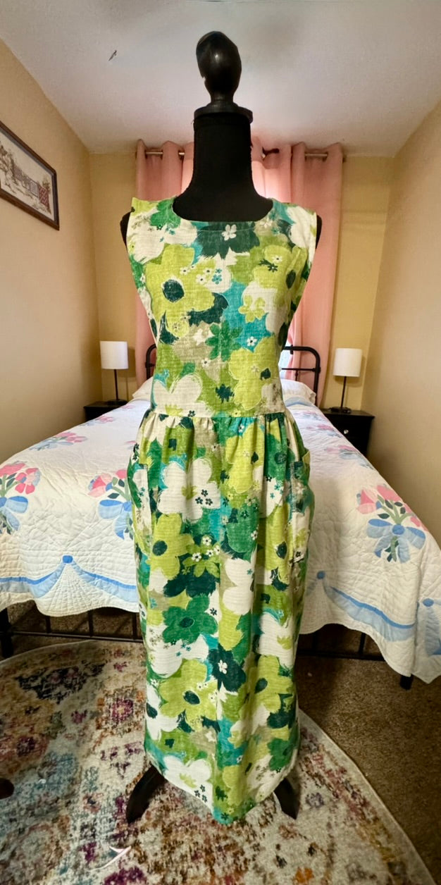 Vintage Floral Wrap Apron Dress