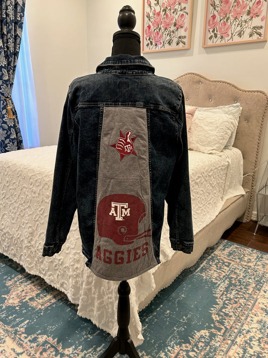 Redesigned Denim Jacket - Texas A&M School Pride