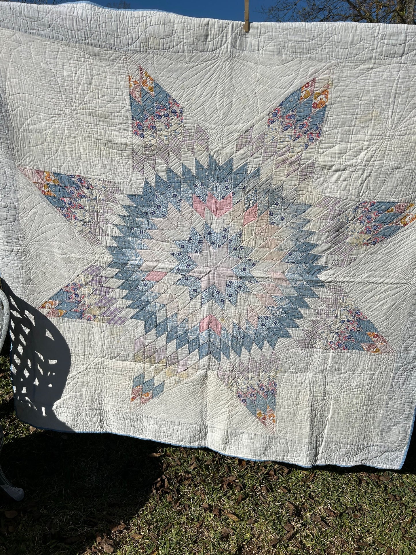 Vintage Quilt - Hand-Quilted Lone Star