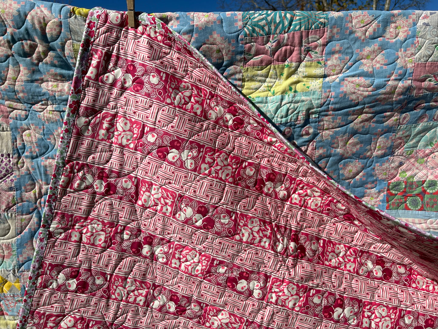 Vintage Quilts - Vintage Feedsack Quilt