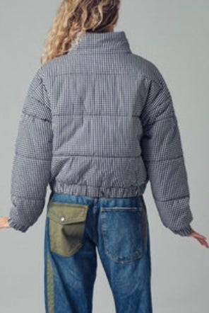 Gingham Check Puffer Jacket