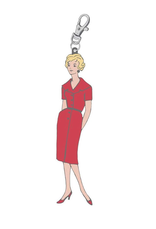 Vintage Lady in Red Enamel Happy Charm by Lori Holt