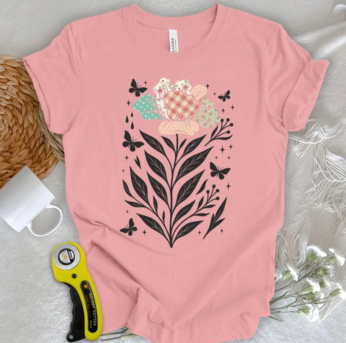 Pink Patchwork Flower T-Shirt