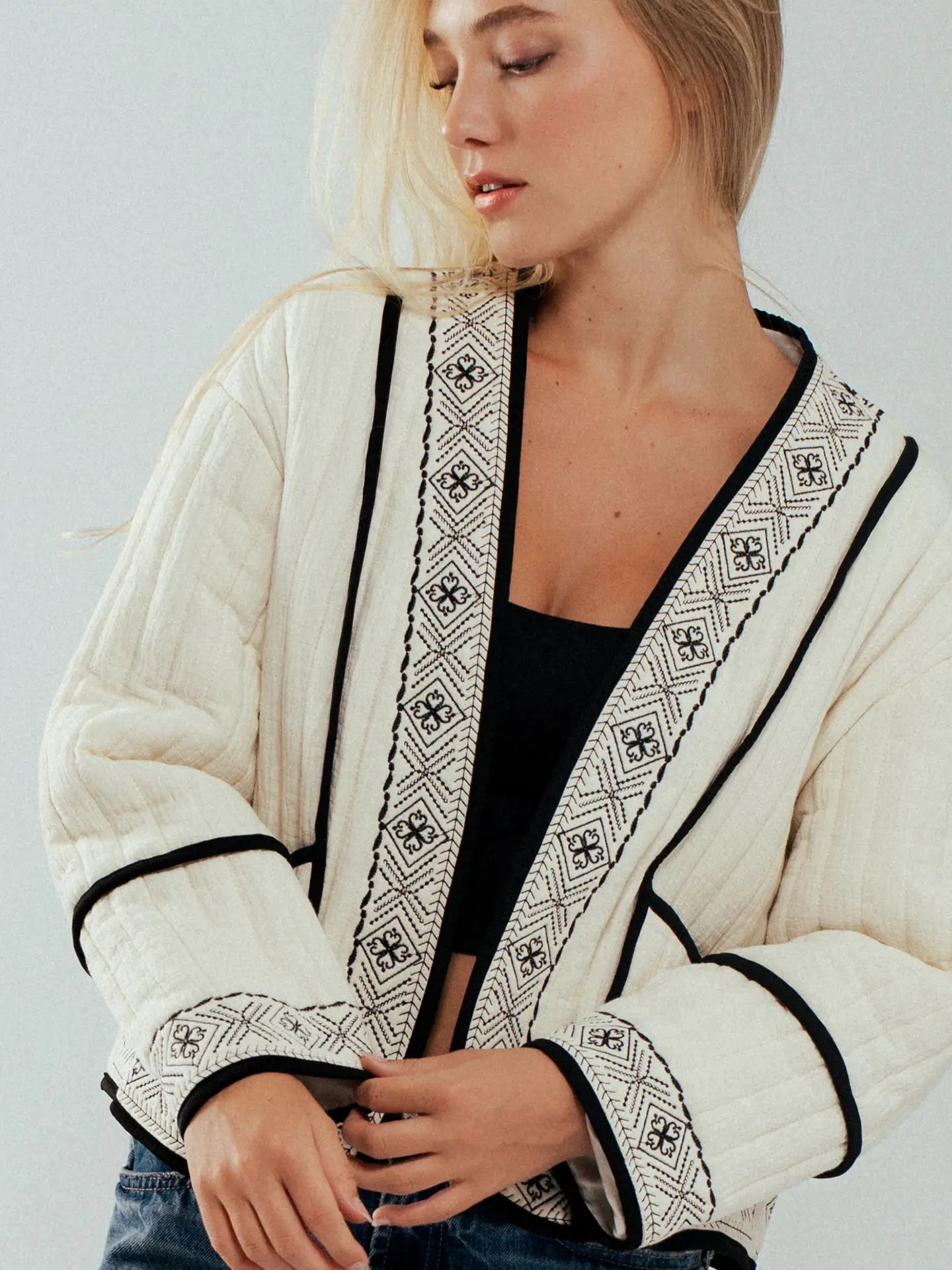Boho Embroidered Quilted Jacket