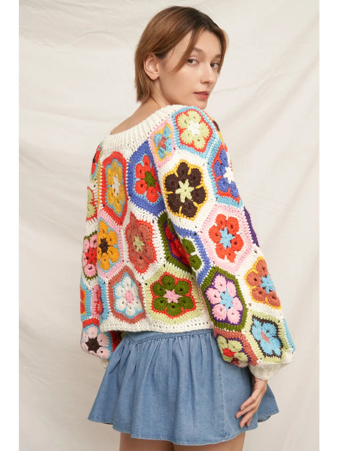 Chunky Oversized Granny Squared Crochet Sweater by En Crème