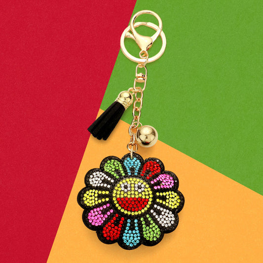 Bling Smiley Flower Keychain Bag Charm