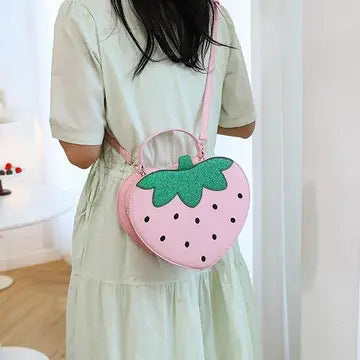 Pink Kawaii Strawberry Crossbody Bag