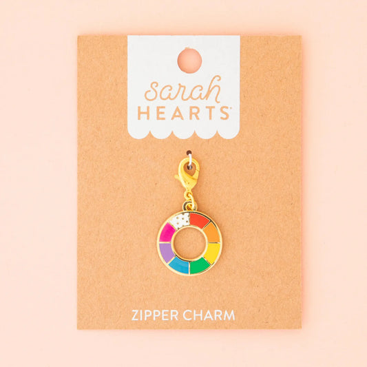 Sarah Hearts Color Wheel Zipper Charm - Enamel Zipper Pull