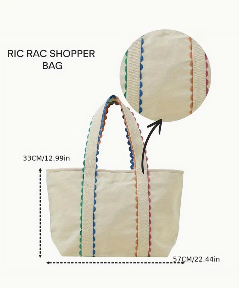 Rainbow Ric Rac Shoulder Tote