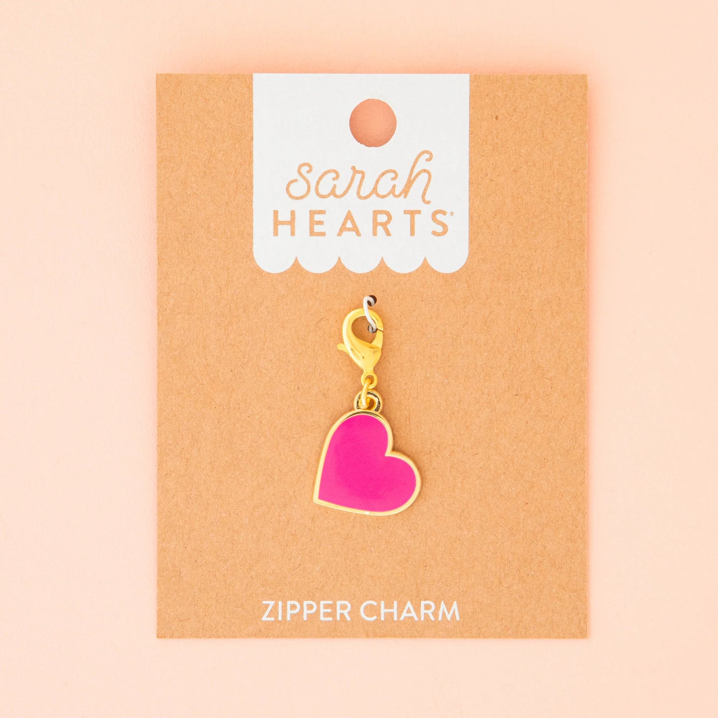Sarah Heart Pink Zipper Charm