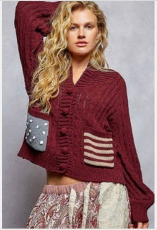 American Flag Chenille Sweater Cardigan