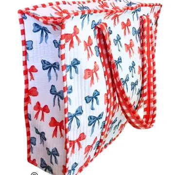 Americana Red and Blue Bow Tote Bag